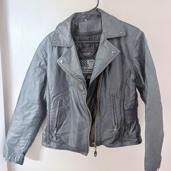 USA Bikers Dream Apparel Black Leather Jacket - Picture 3 of 13